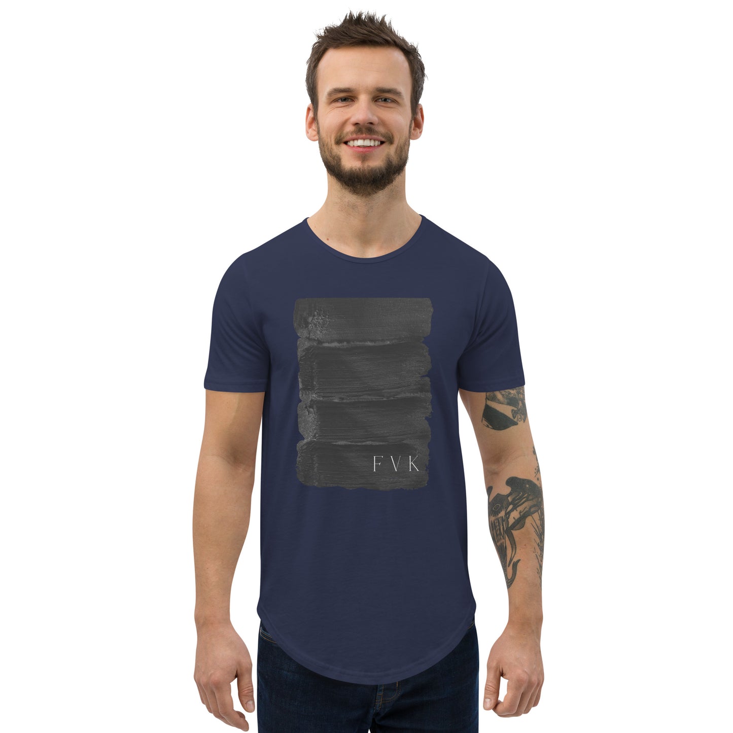 Black Paint - FVK - Men's Curved Hem T-Shirt