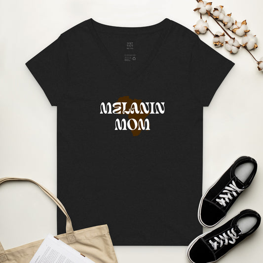 Melanin Mom Women’s recycled v-neck t-shirt