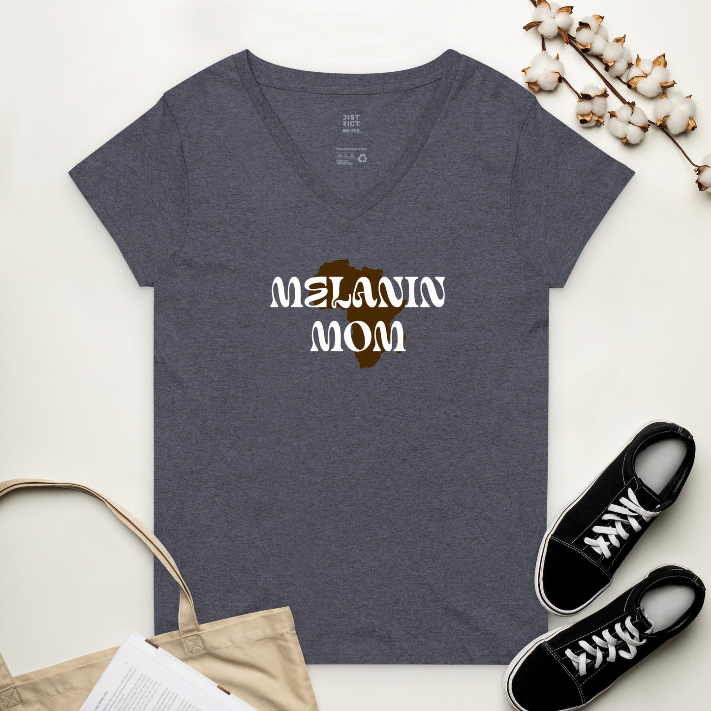 Melanin Mom Women’s recycled v-neck t-shirt