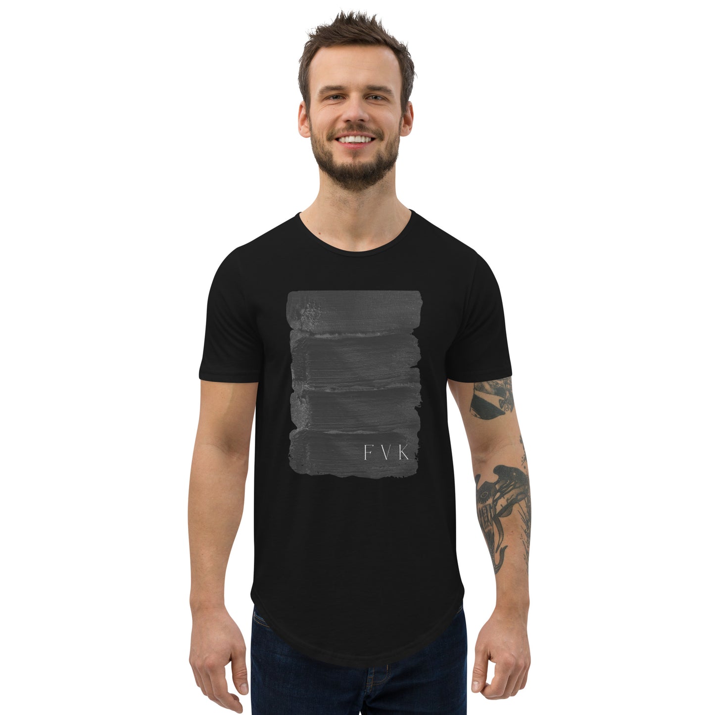 Black Paint - FVK - Men's Curved Hem T-Shirt