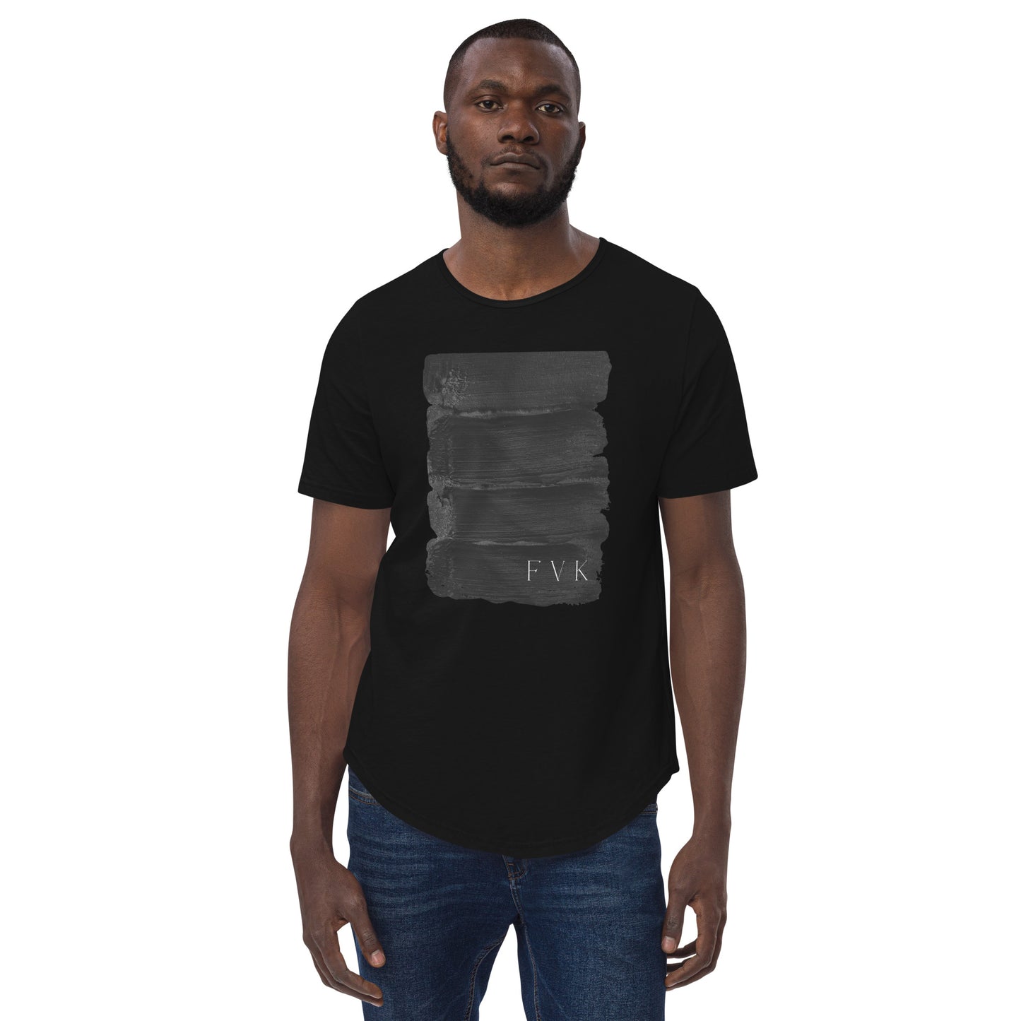 Black Paint - F V K - Men's Curved Hem T-Shirt