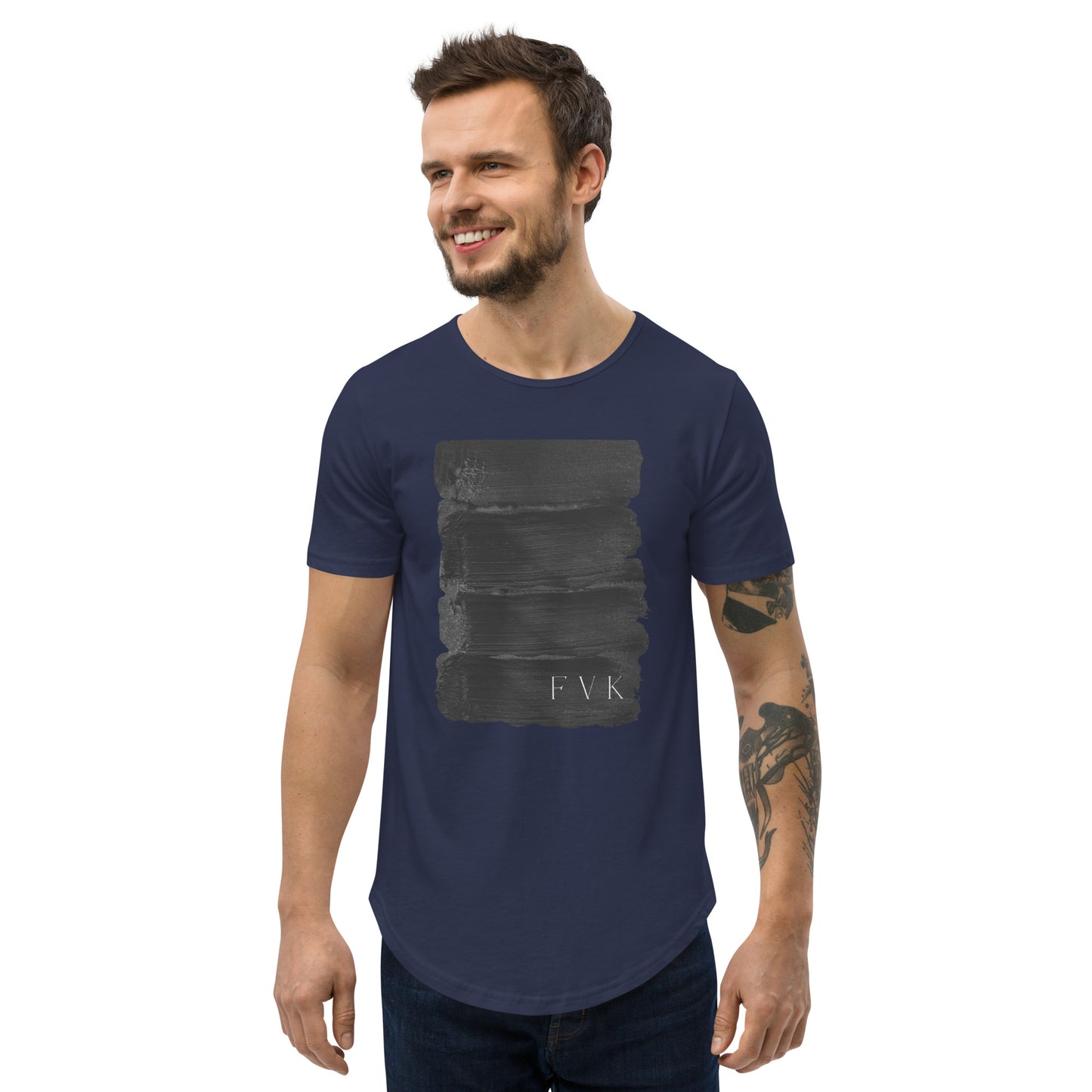 Black Paint - FVK - Men's Curved Hem T-Shirt