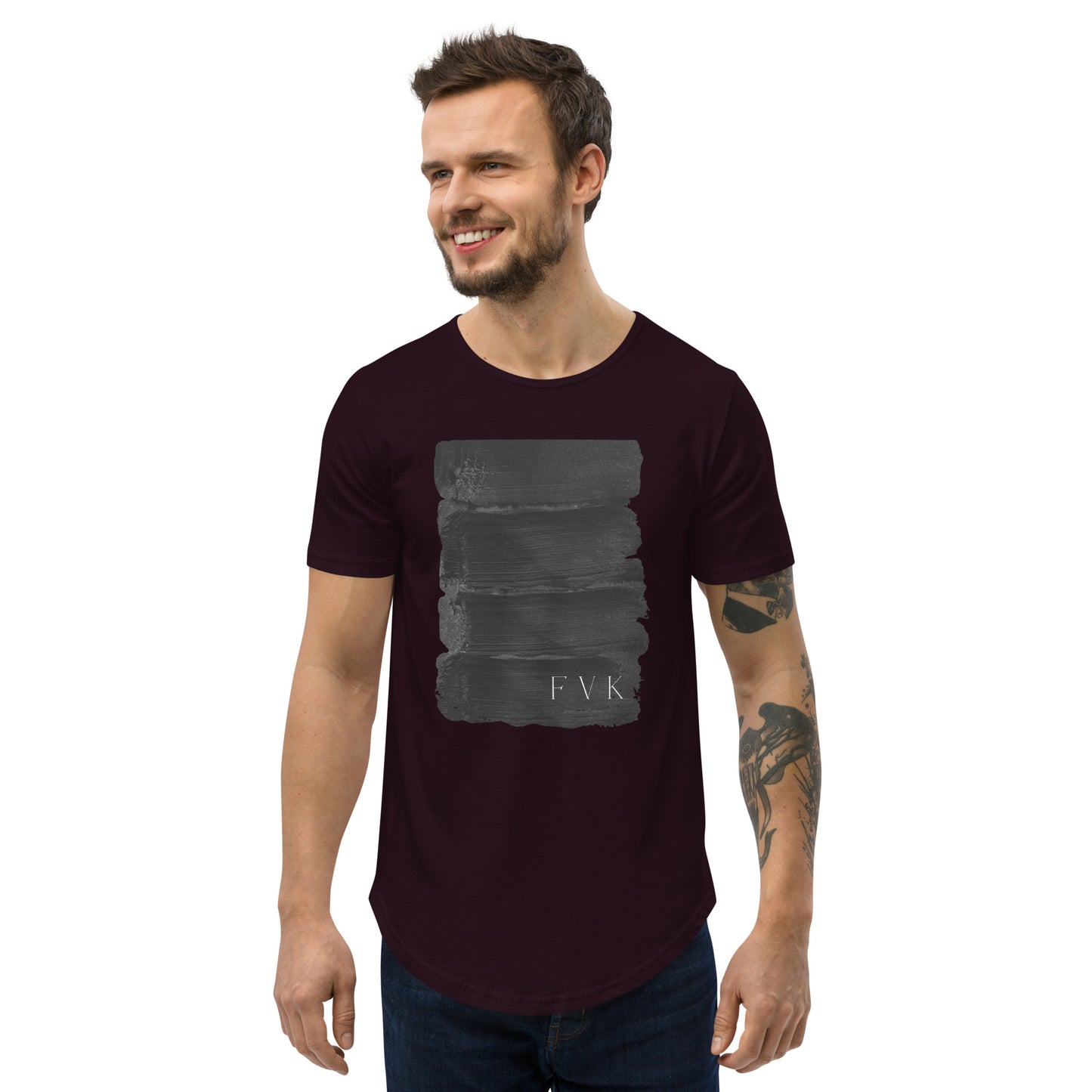 Black Paint - FVK - Men's Curved Hem T-Shirt